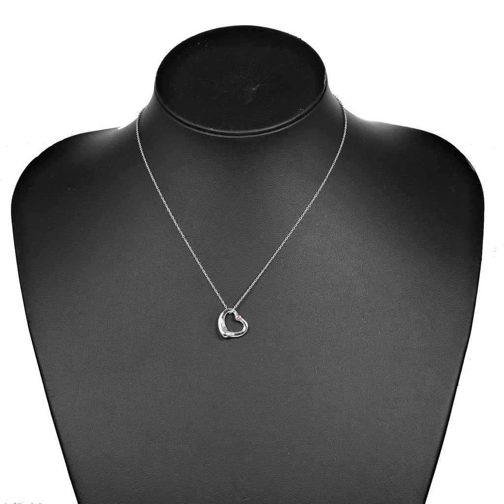 Open Heart Necklace 925 Silver Pink Sapphire W636