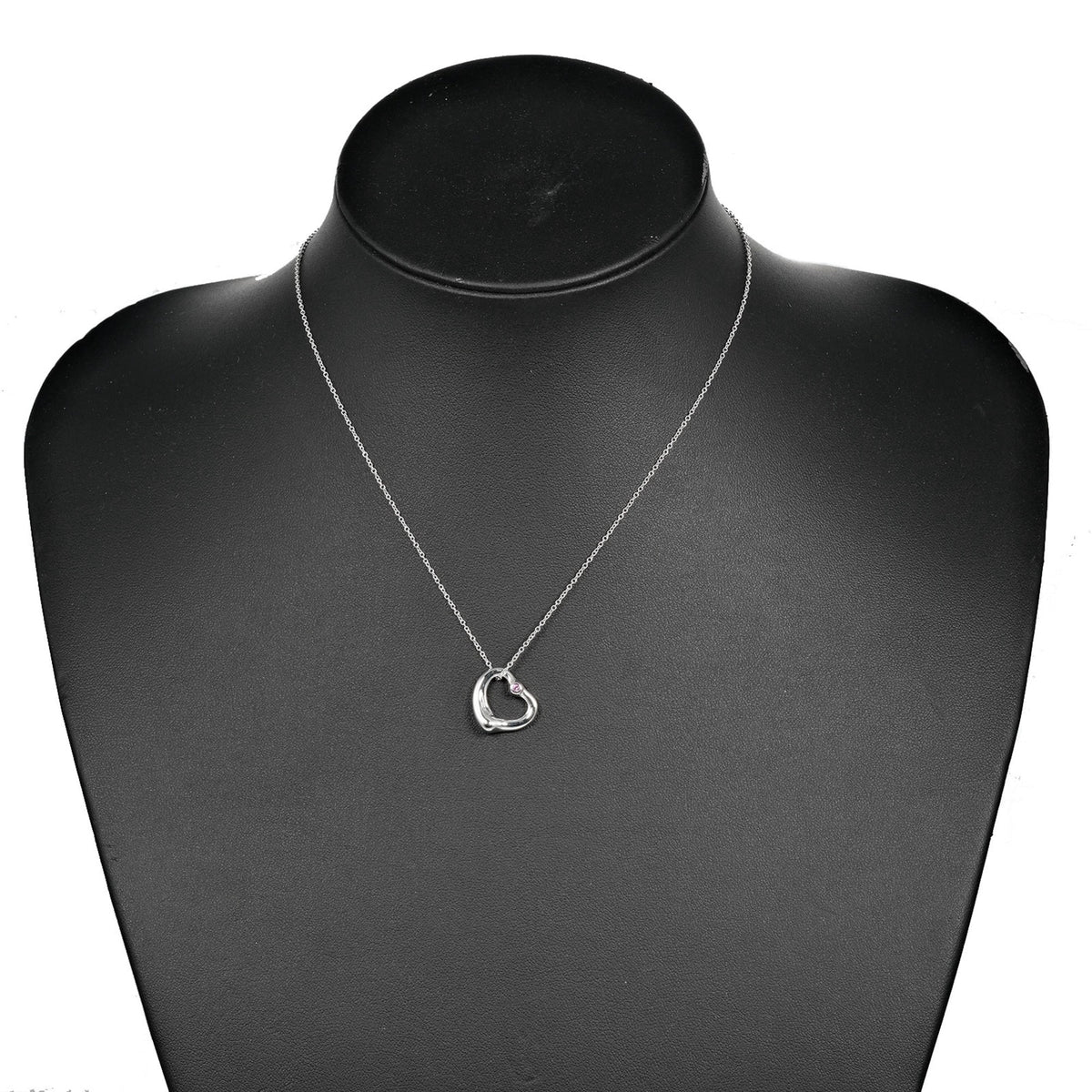 Open Heart Necklace 925 Silver Pink Sapphire W636