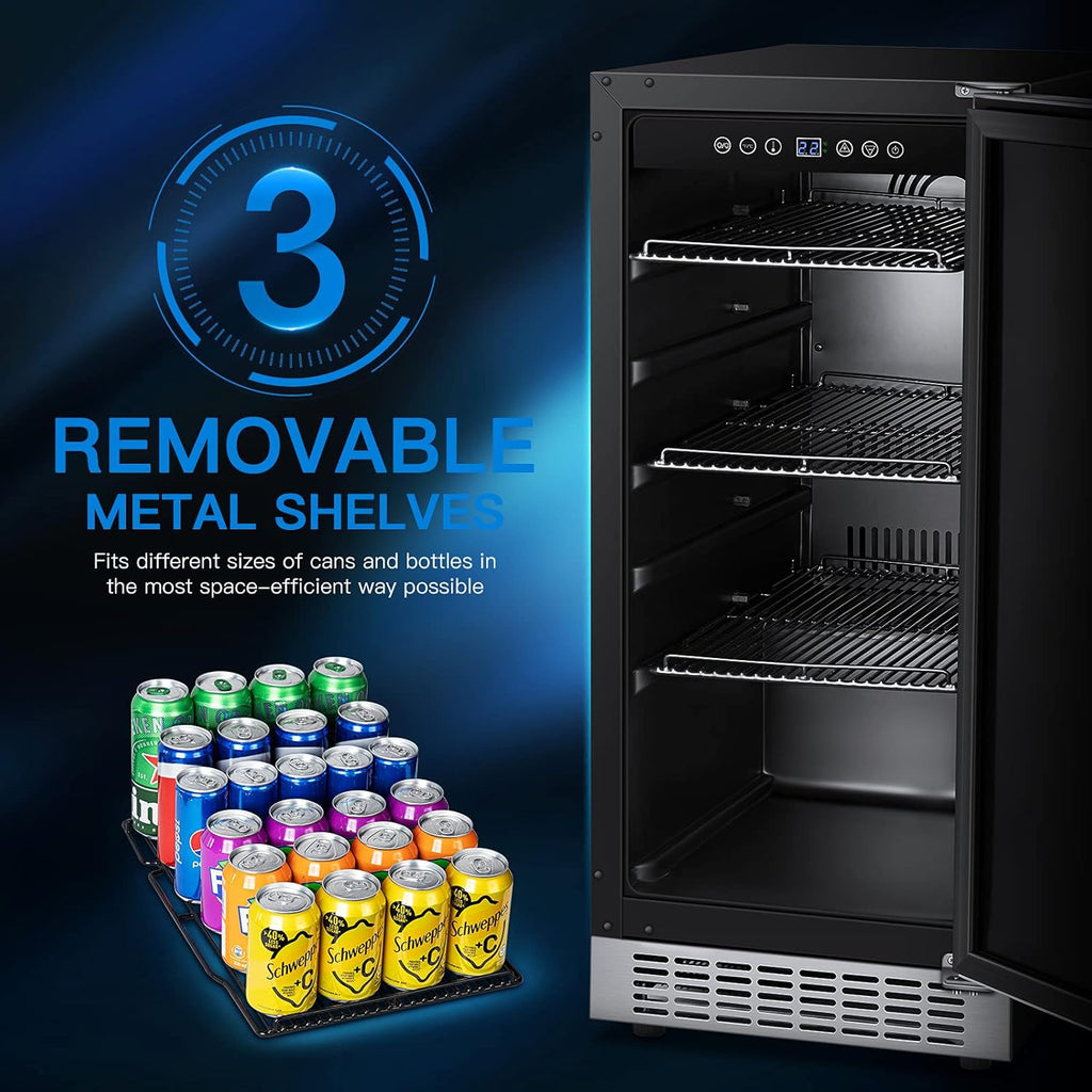 15 Inch Stainless Steel Beverage Refrigerator 100 Cans G1458