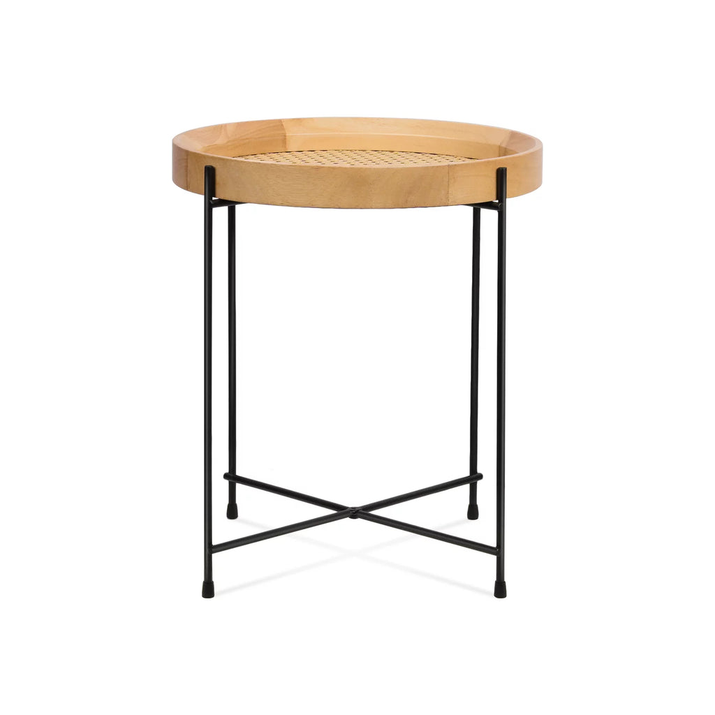 14.2" Round Rattan End Side Table V49256