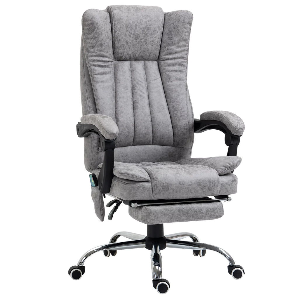 Gray Microfiber High Back Office Chair with Massage and Footrest F575