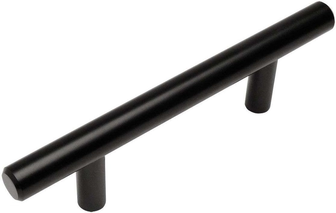 25 Pack Flat Black Cabinet Hardware Bar Handle Pull, 3 Inch Hole Centers X424636
