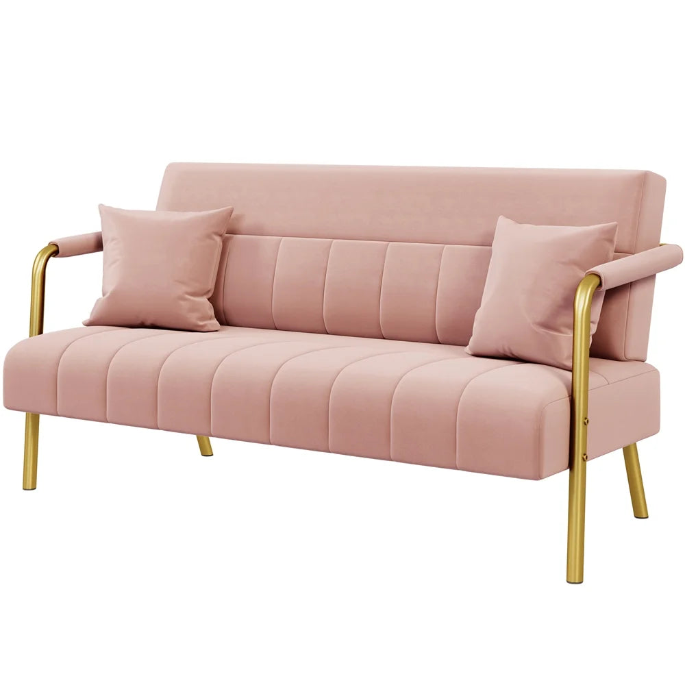 Light Gray Upholstered Sofa Couch with 2 Pillows G7832
