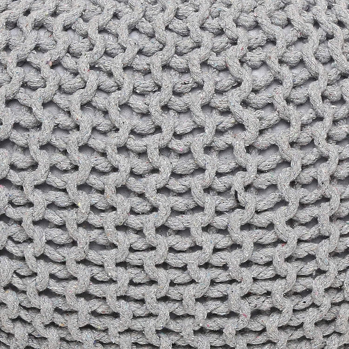 Round Cable Knitted Pouf Ottoman 18”x18”x14” Gray G267