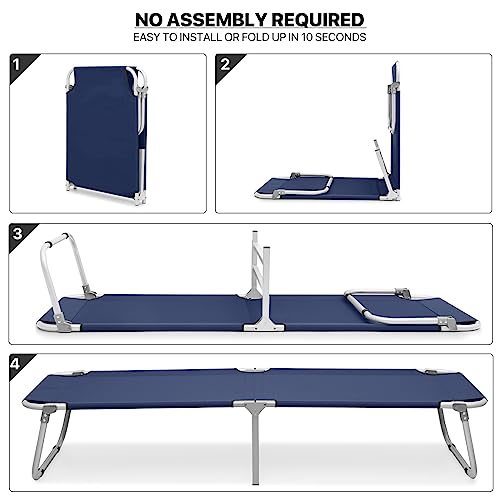 Navy Blue Folding Camping Cot with Storage Bag P5840