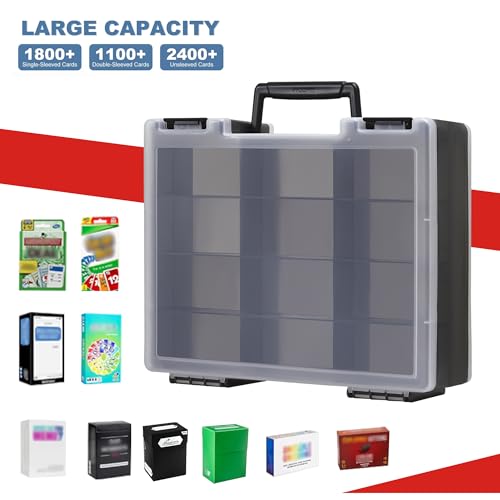 Clear Trading Card Storage Box for 3200+ Double Sided Card Deck Case T408155