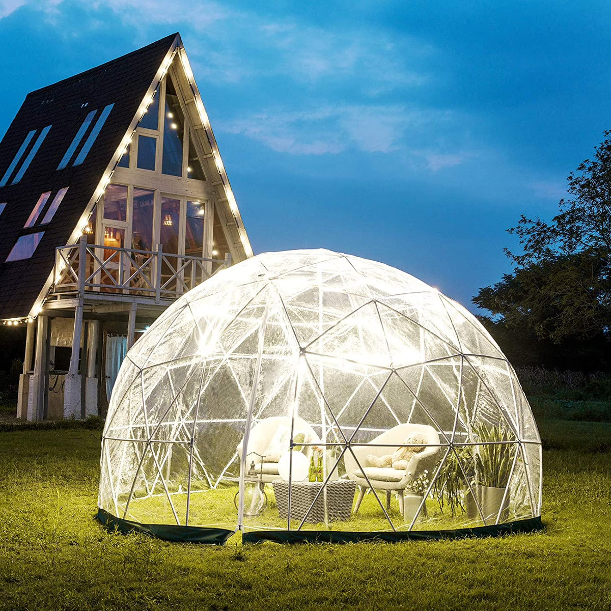 9.5ft PVC Geodesic Dome Bubble Tent with Door and Windows K56372