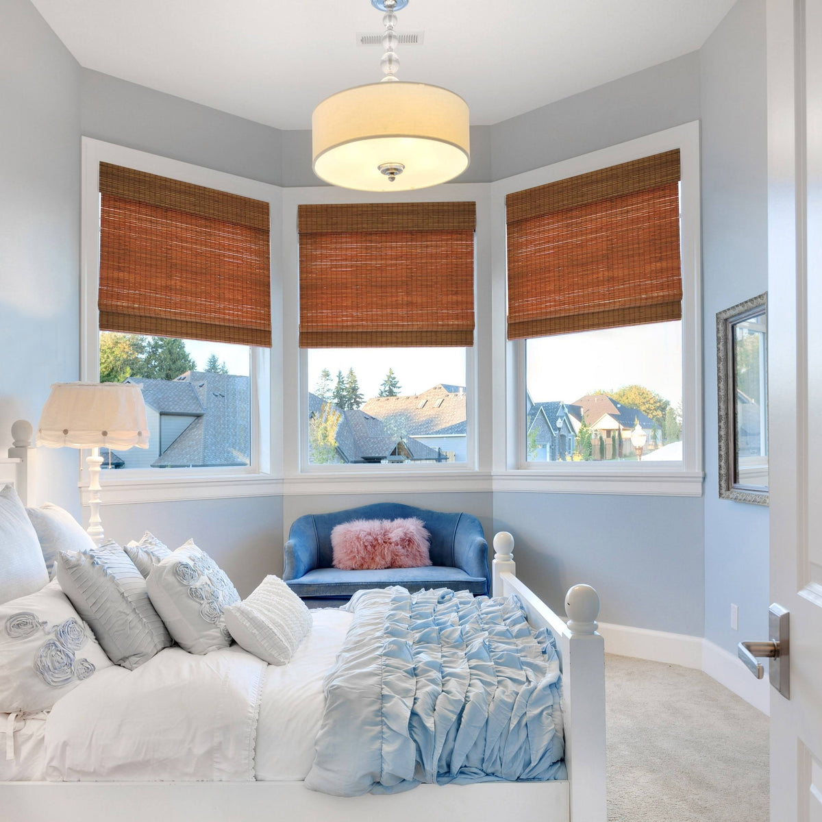 Cordless Maple Bamboo Roman Shade with Valance 35 in. W x 64 in. L M473732