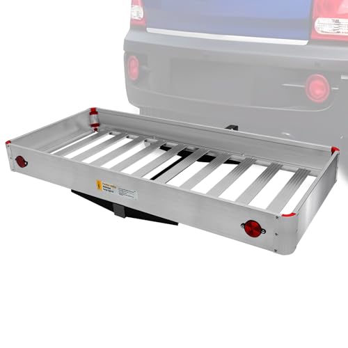 500-lb Capacity 50 inch x 22 inch Folding Aluminum Cargo Carrier Rack Basket with High Side Rails D114660