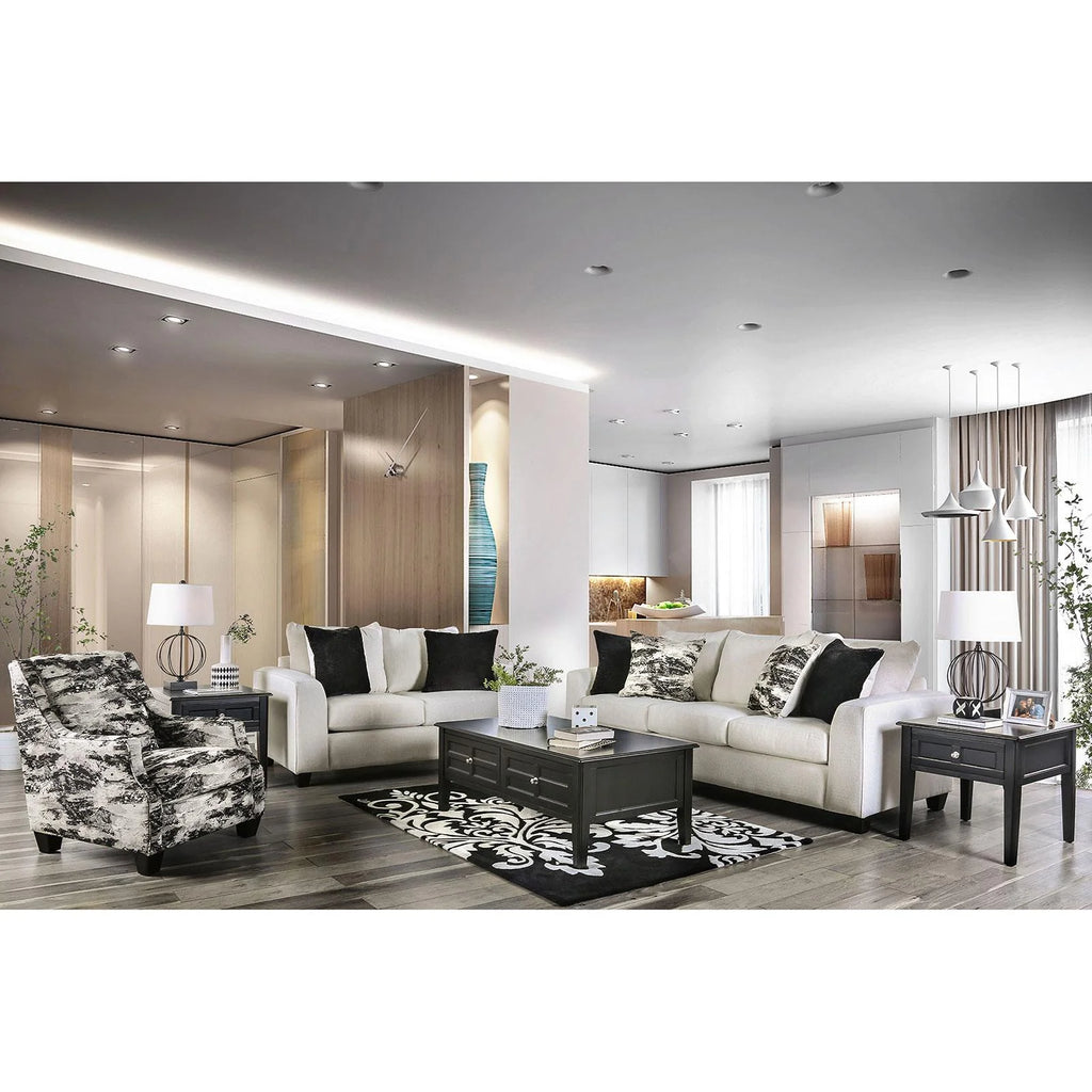 Ivory Fabric Sofa and Loveseat T53963