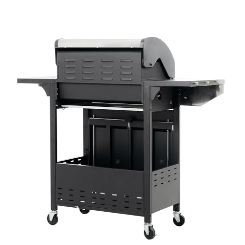 4 Burner Gas Grill with Side Burner, Stainless Steel Propane BBQ Grill with Built in Thermometer H711