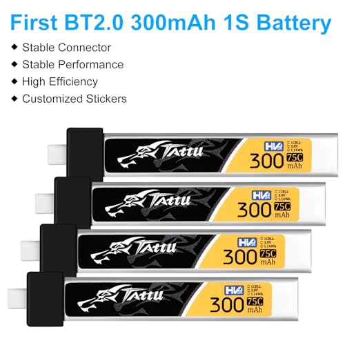 300mAh 1S 3.8V 75C FPV Lipo Battery with BT2.0 Plug E813