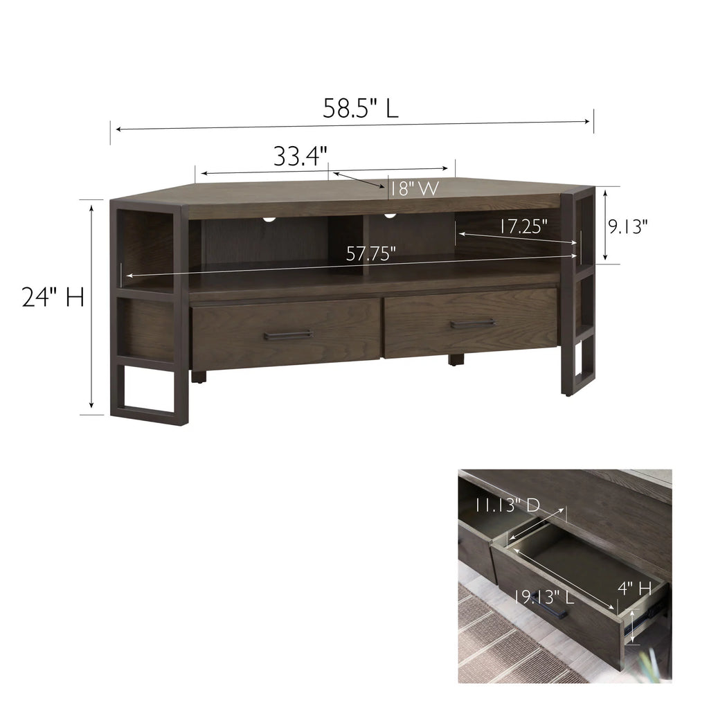 Mixed Metal and Wood Corner TV Stand I49765