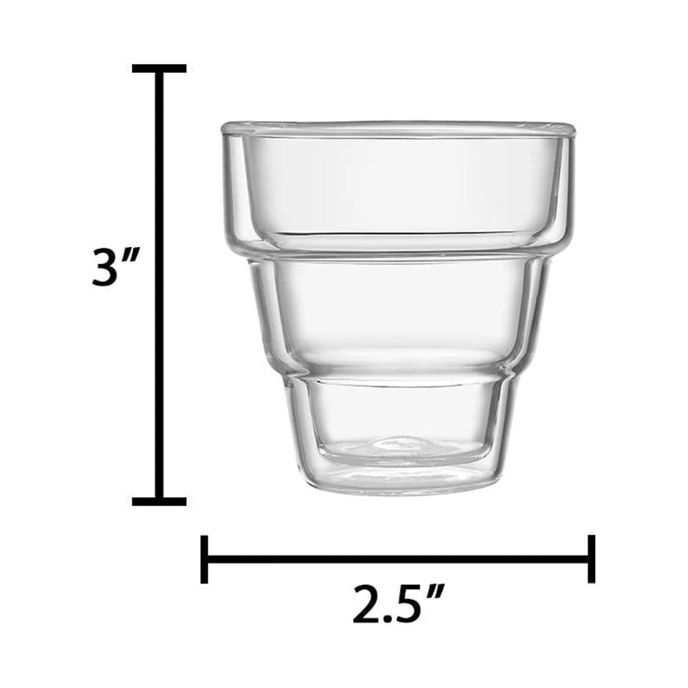 Clear Stackable Glass Espresso Mugs Set of 4 I14096