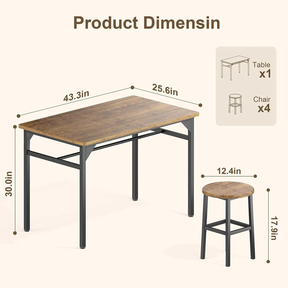 Black Dining Table Set for 4 Q881100