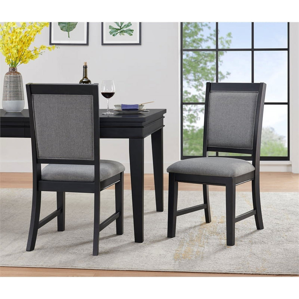 Black and Grey Linen Dining Room Chair (Set of 2) N33114