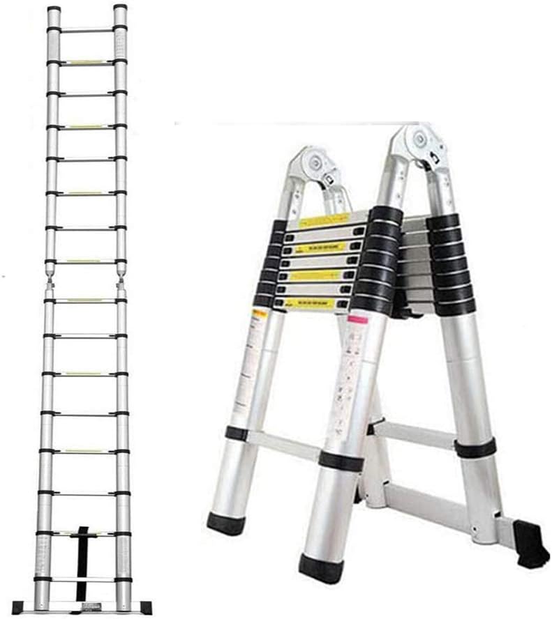 16.5FT/5M Telescopic Aluminum Extension Ladder with Slip-Proof Feet A4942