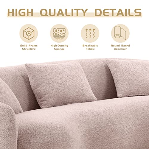 Brown Boucle Fabric 3-Seat Curved Sofa T4393