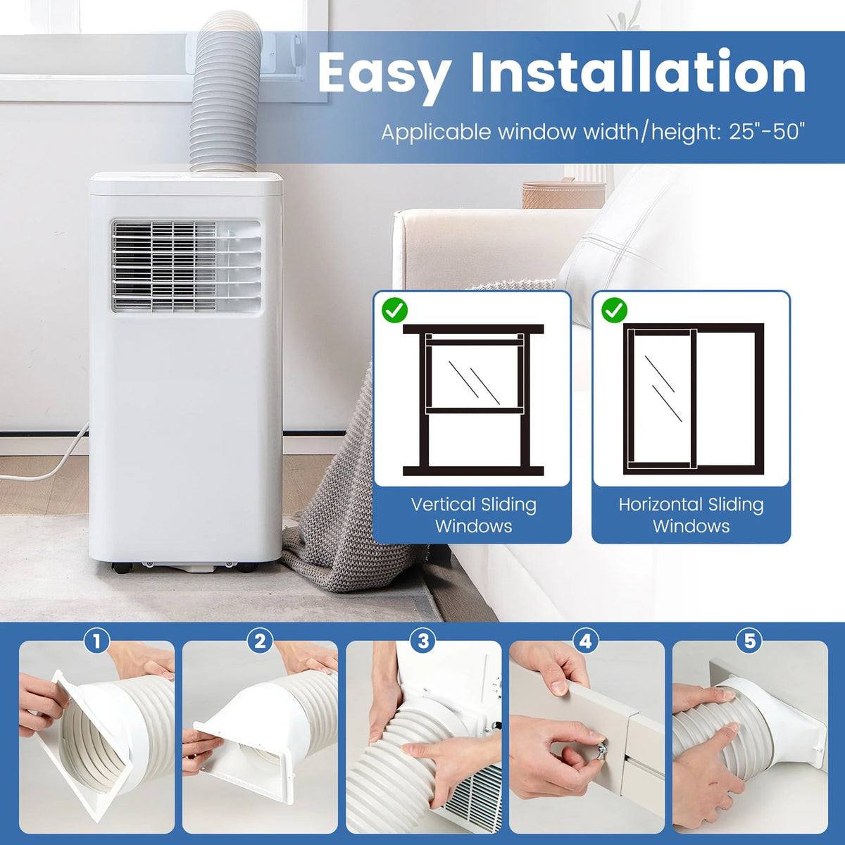 5000 BTU Portable Air Conditioner 3-in-1 T8943