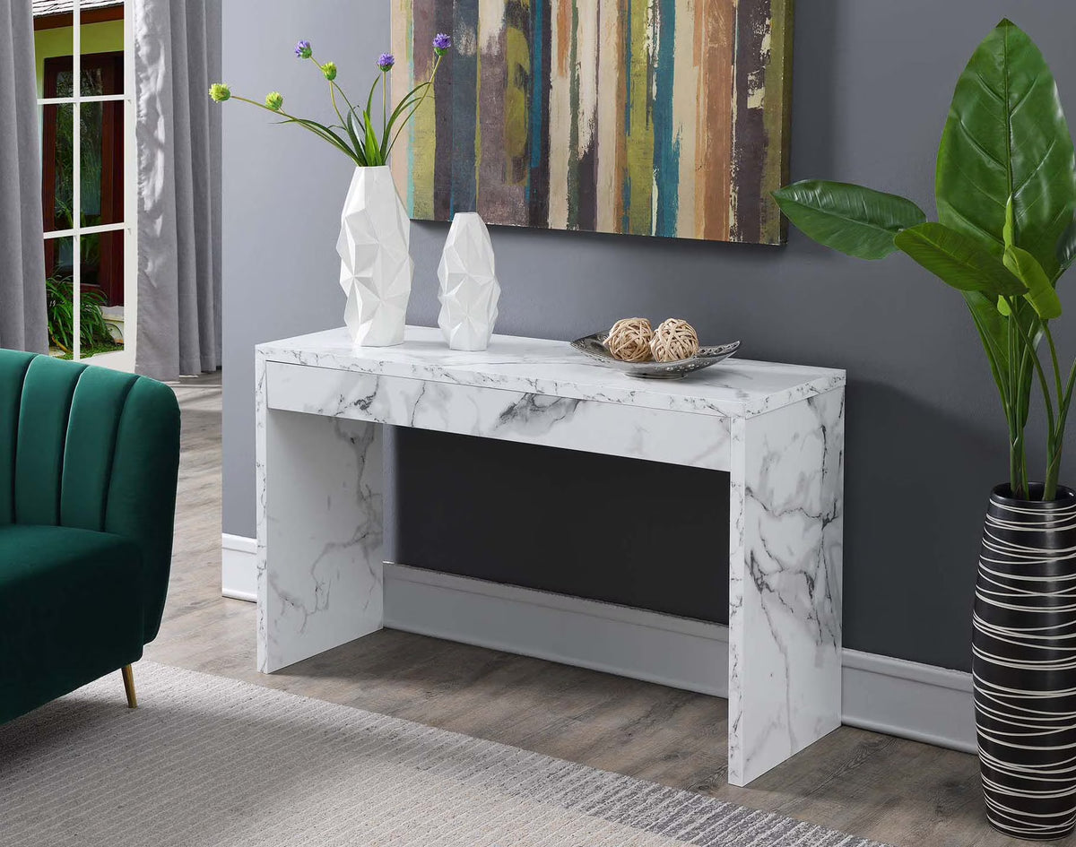 White Faux Marble Console Table/Desk A140