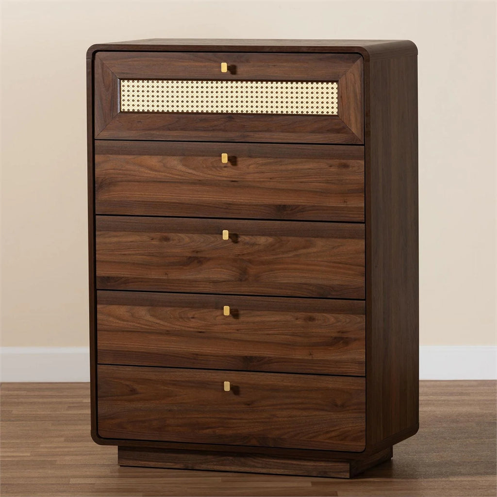 Brown 5-Drawer Wood Chest K546