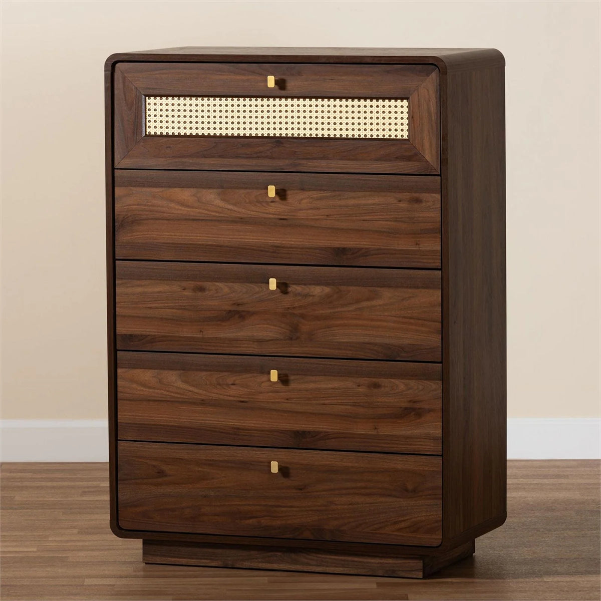 Brown 5-Drawer Wood Chest K546