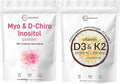 Vitamin D3 10,000iu + K2 200mcg Softgels & Myo & D-Chiro Inositol Powder 2 Pack U7411