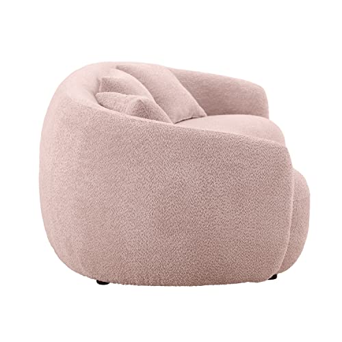 Brown Boucle Fabric 3-Seat Curved Sofa T4393
