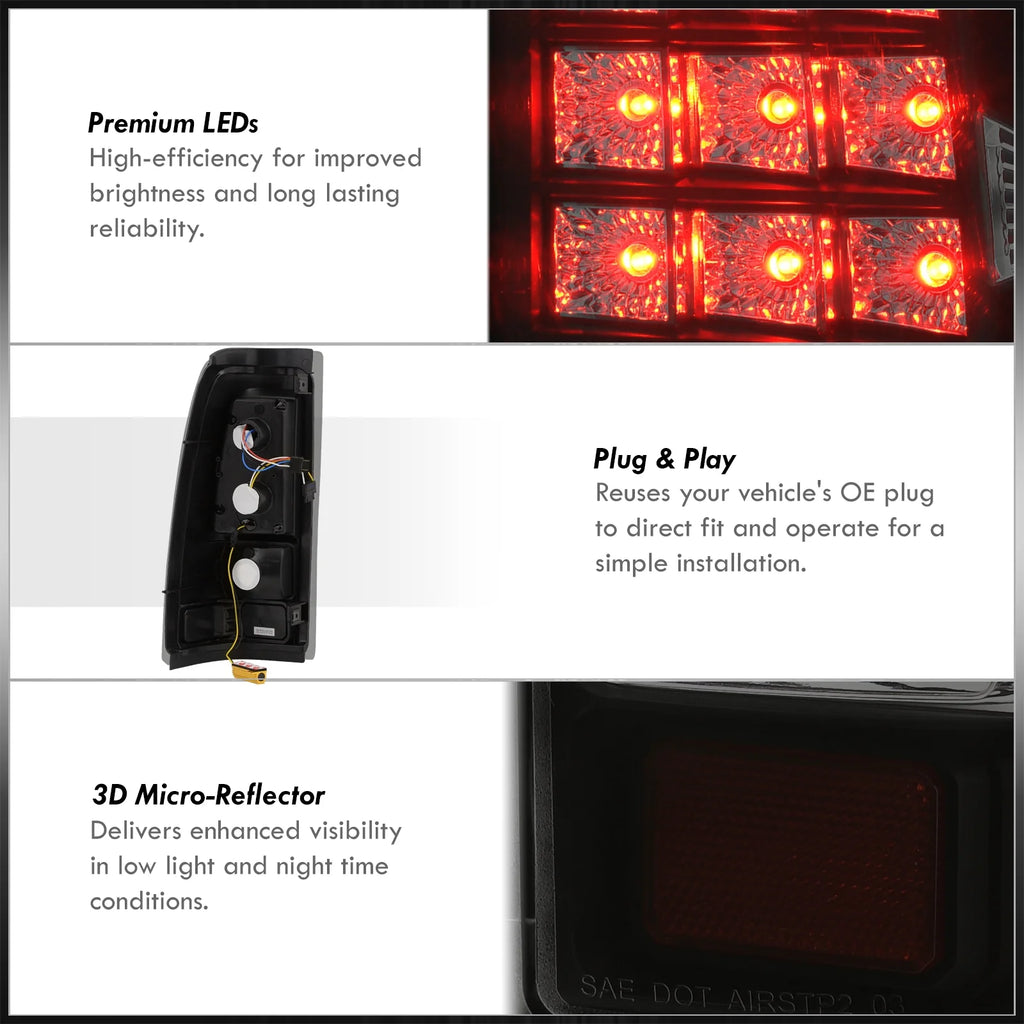 Smoked Lens Black Housing LED Tail Lights Pair B217
