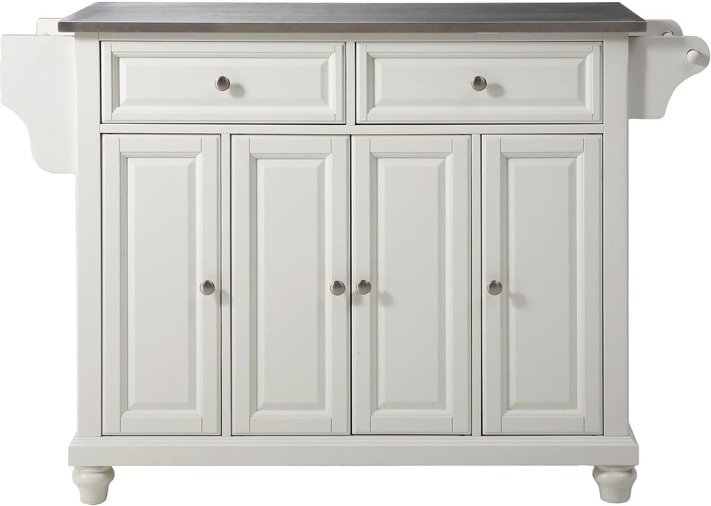 White Kitchen Island with Black Granite Top K688
