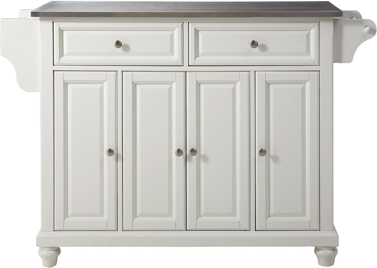 White Kitchen Island with Black Granite Top K688