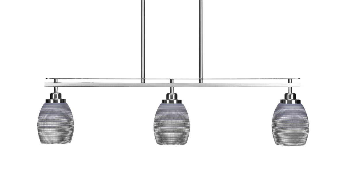 3 Island Light Brushed Nickel Gray Matrix Glass C78728
