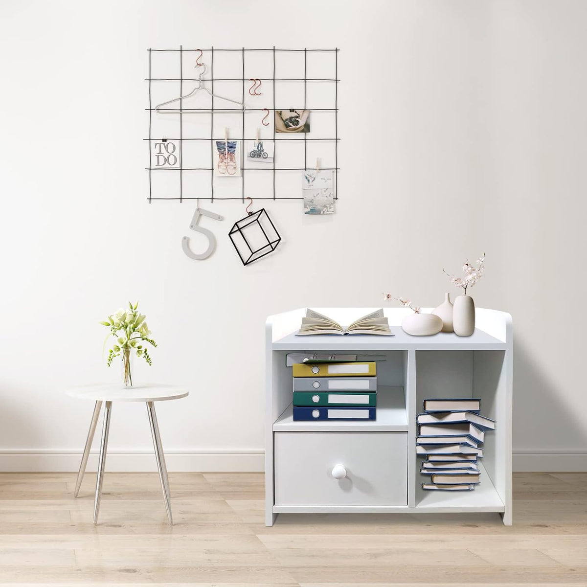 White 2 Drawer Wood Nightstand I710