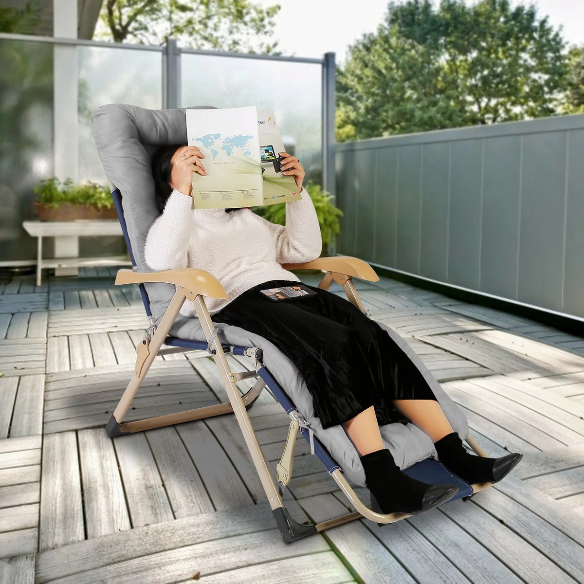 Grey Rocking Chair Cushion 67x22in P186