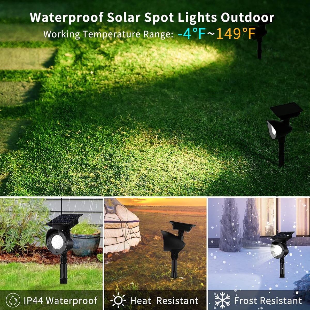 Waterproof 360° Adjustable Solar Spot Lights 4 Pack Warm White F8908