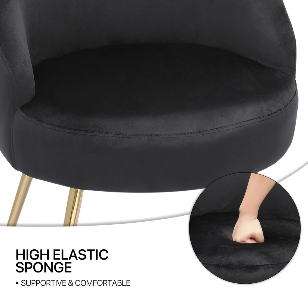 Black Velvet Accent Chair with Golden Metal Legs H9572