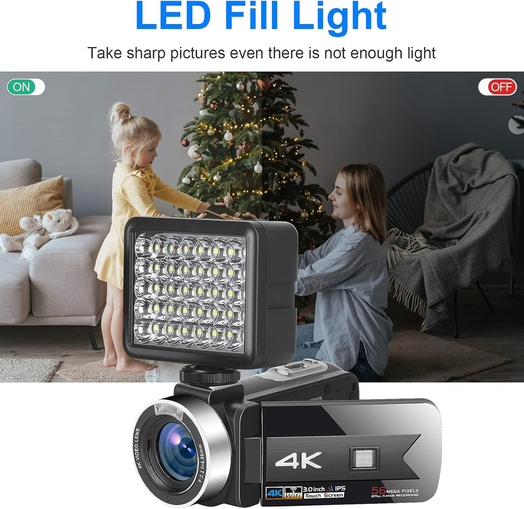 4K 56MP Vlogging Camera with External Microphone and IR Night Vision P454019