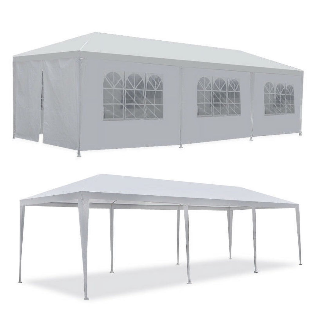 White Outdoor Gazebo Canopy Tent with 8 Removable Walls C52509