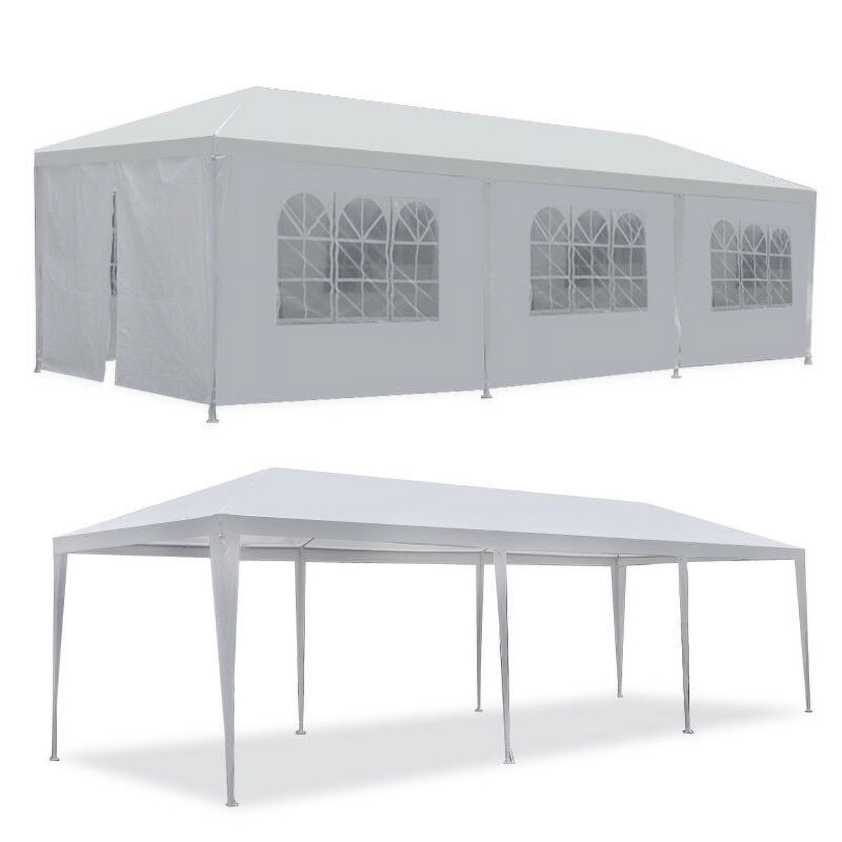 White Outdoor Gazebo Canopy Tent with 8 Removable Walls C52509