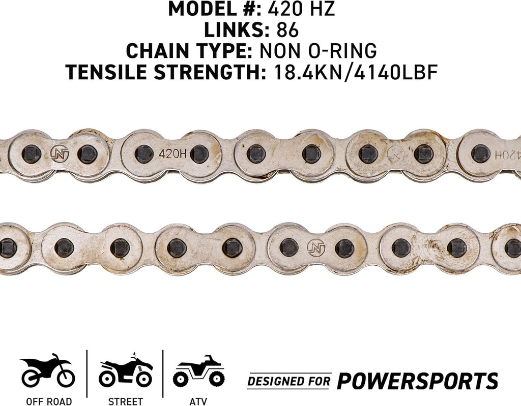 Drive Sprocket Chain Combo Front 15 Rear 36 Tooth 420HZ Standard 86 Links Pack of 2 J4286