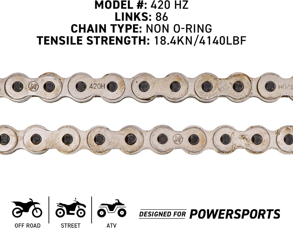 Drive Sprocket Chain Combo Front 15 Rear 36 Tooth 420HZ Standard 86 Links Pack of 2 J4286