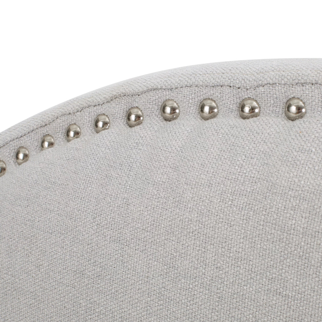 Light Gray Fabric Full/Queen Headboard with Nailhead Trim R34790