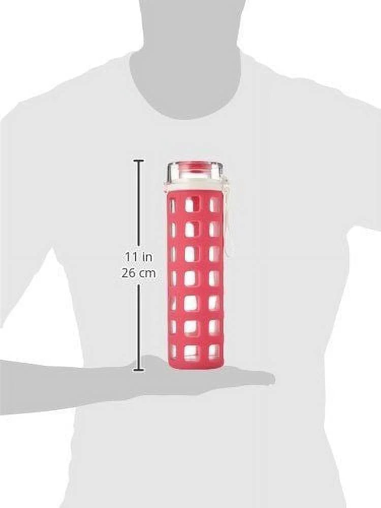 BPA-Free Glass Water Bottle with Flip Lid, Pink, 20 oz X12758