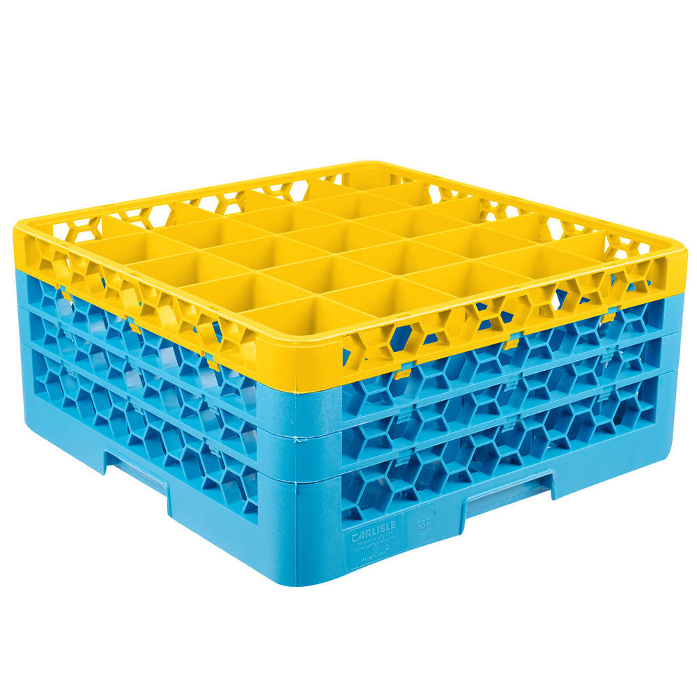 25 Compartment Yellow Glass Rack with 3 Extenders V460943