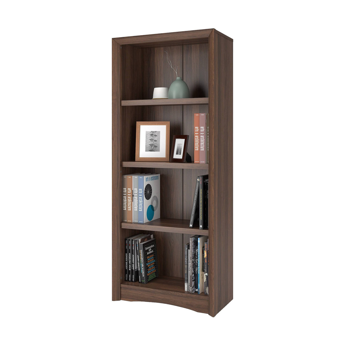 Brown Tall Adjustable Bookcase with Faux Woodgrain Finish M958689