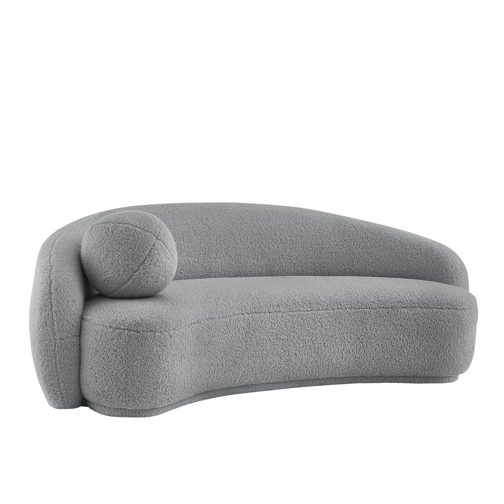 Grey Upholstered Sherpa Curve Back Sofa D610