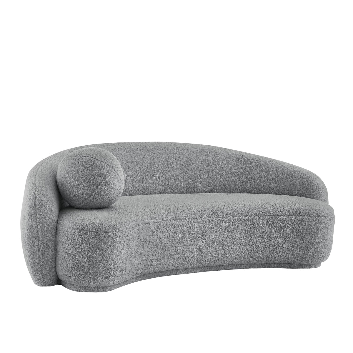 Grey Upholstered Sherpa Curve Back Sofa D610