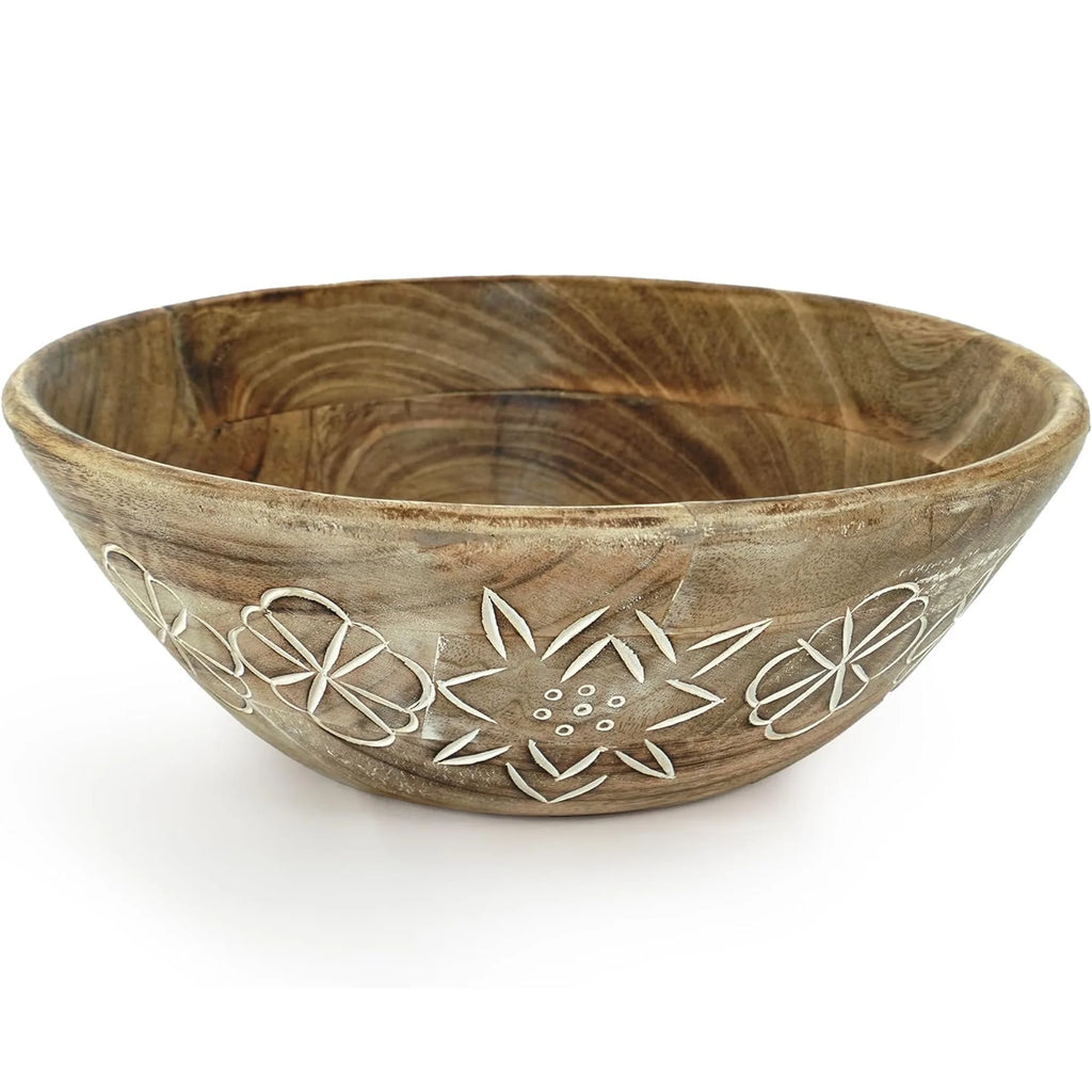 Hand Carved Large Wooden Serving Bowl D911907