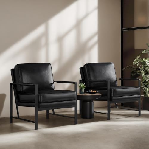 Light Brown PU Leather Armchair Set of 2 T431