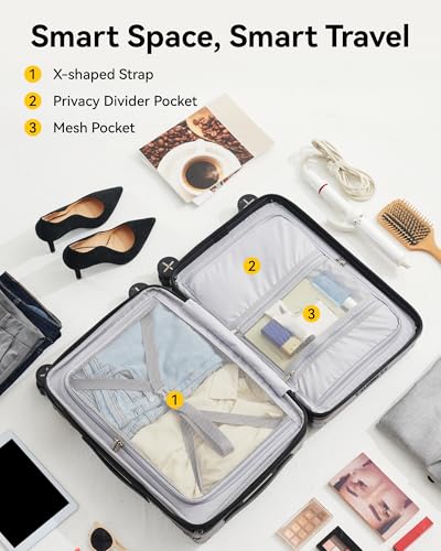 Polycarbonate Expandable Hard Shell Spinner Luggage Charcoal Metallic D2954